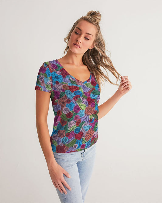 Les Fleurs Women's V-Neck Tee