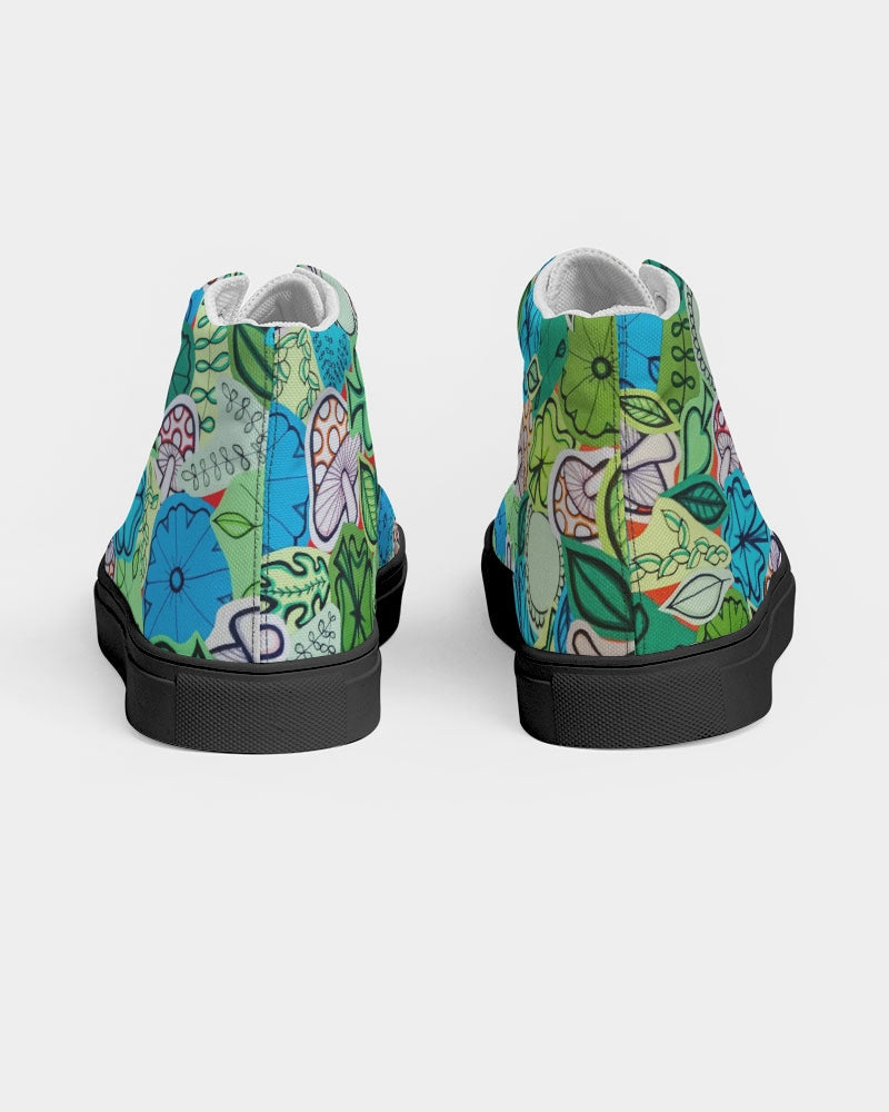 Fleurs et Trèfles Men's Hightop Canvas Shoe - Black