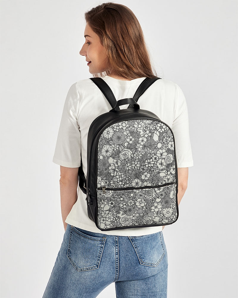 Floral Mini - B&W Classic Faux Leather Backpack