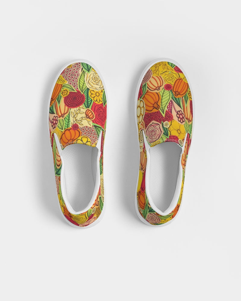 Citrouilles et Fleurs Men's Slip-On Canvas Shoe