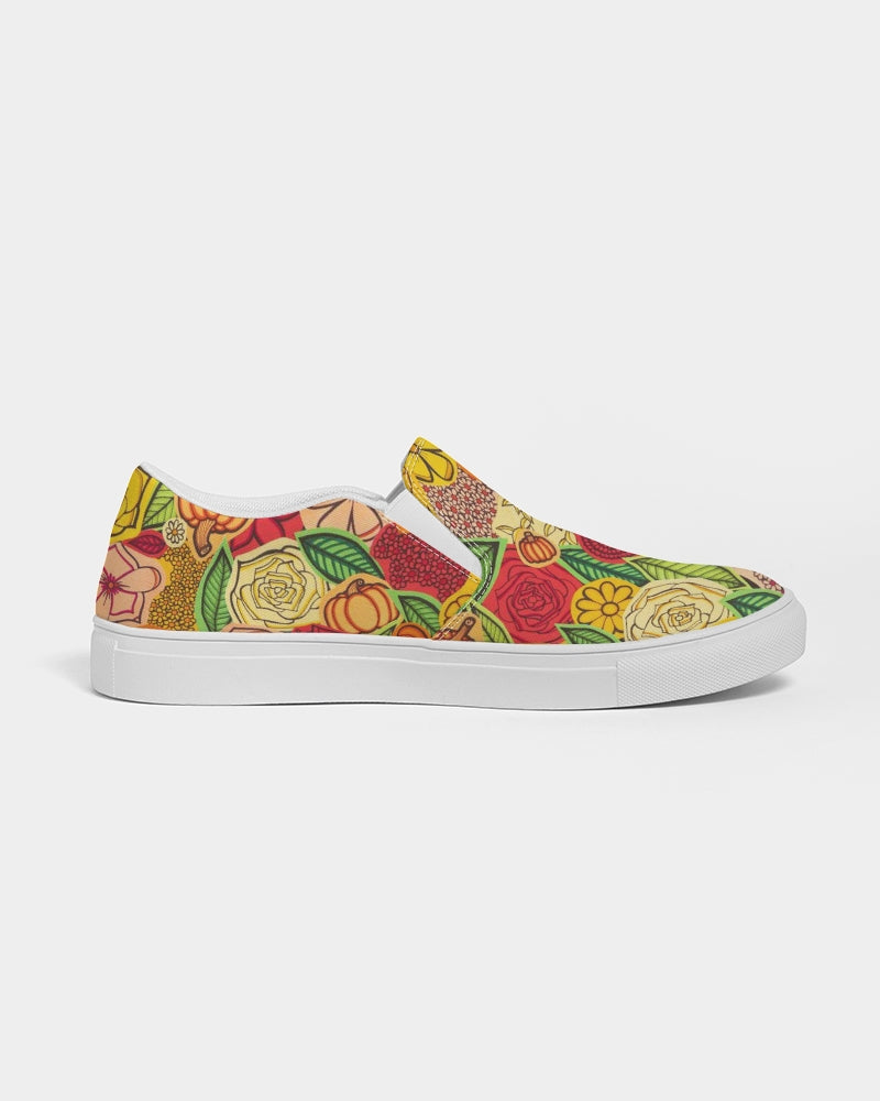 Citrouilles et Fleurs Men's Slip-On Canvas Shoe