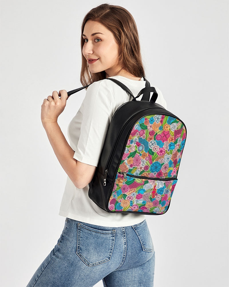 Fleurs de Printemps Classic Faux Leather Backpack