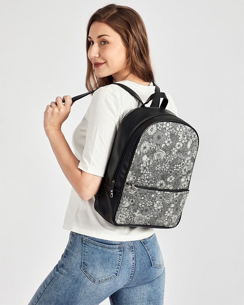 Floral Mini - B&W Classic Faux Leather Backpack