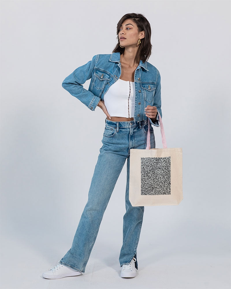 Triangular Mirage Canvas Tote with Contrast-Color Handles | Q-Tees