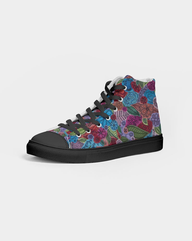Les Fleurs Women's Hightop Canvas Shoe - Black