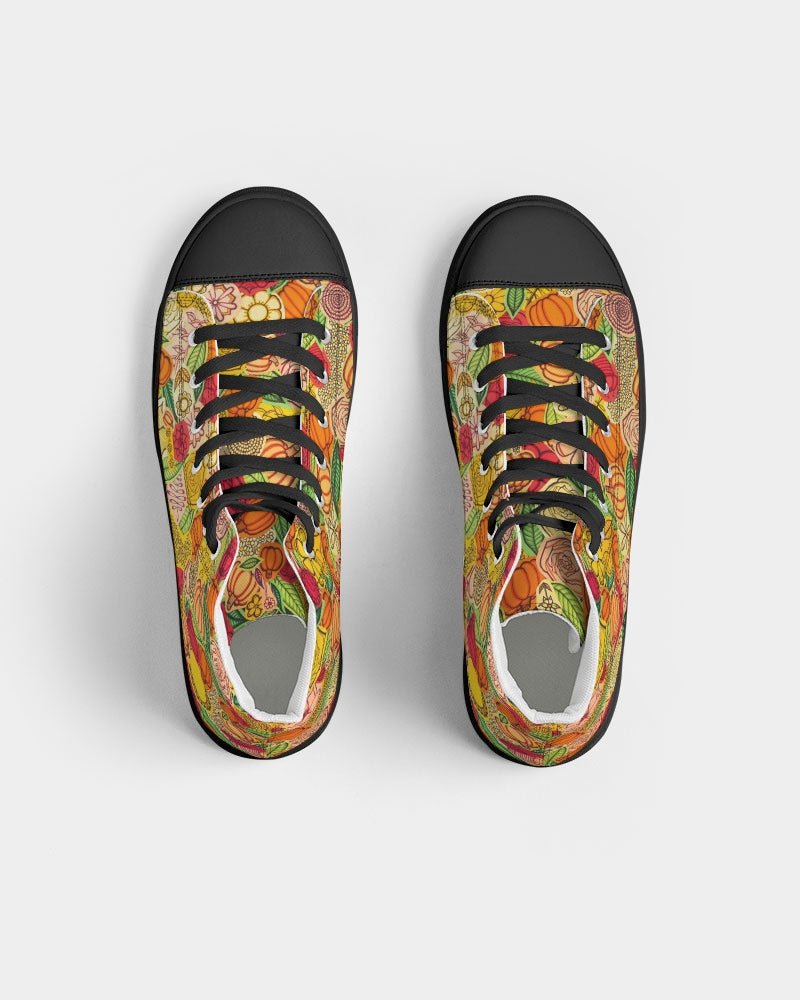 Citrouilles et Fleurs Women's Hightop Canvas Shoe - Black