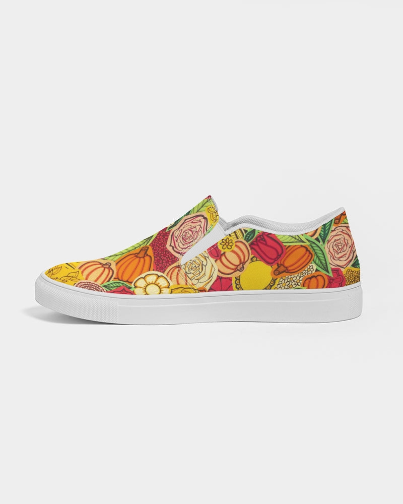 Citrouilles et Fleurs Men's Slip-On Canvas Shoe