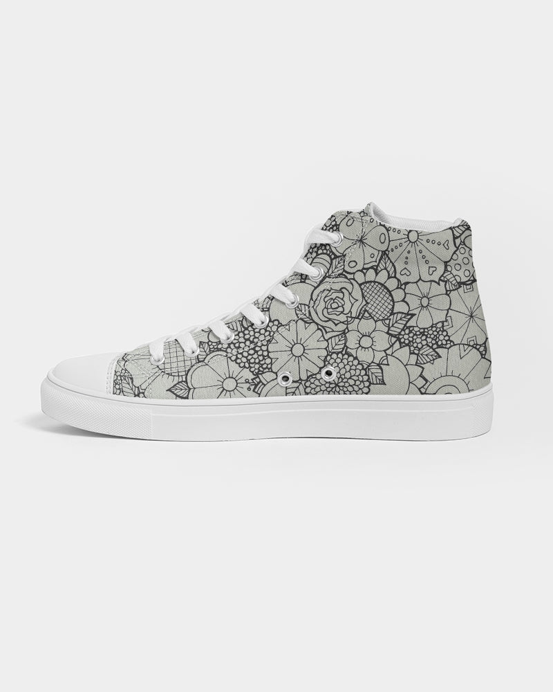 Les Fleurs - B&W Men's Hightop Canvas Shoe