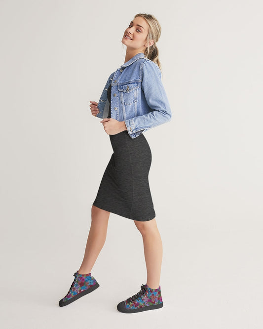 Les Fleurs Women's Hightop Canvas Shoe - Black