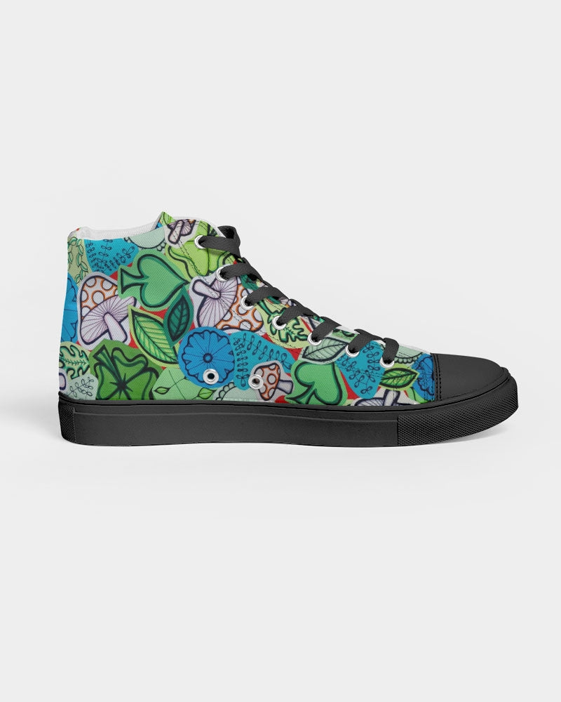 Fleurs et Trèfles Men's Hightop Canvas Shoe - Black