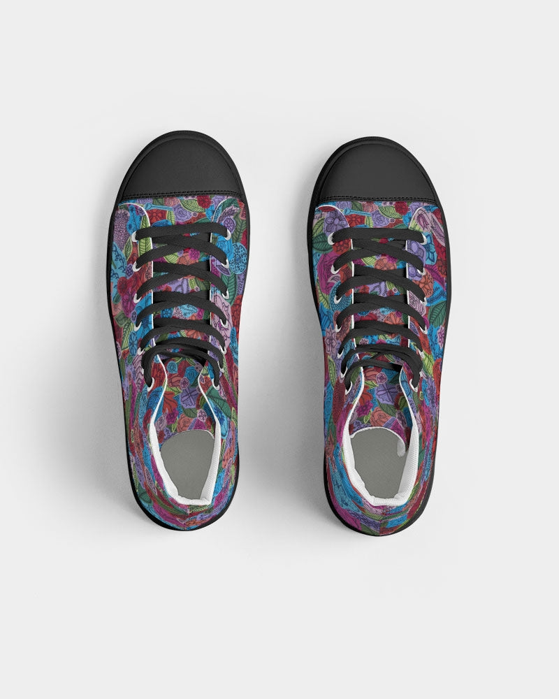 Les Fleurs Women's Hightop Canvas Shoe - Black