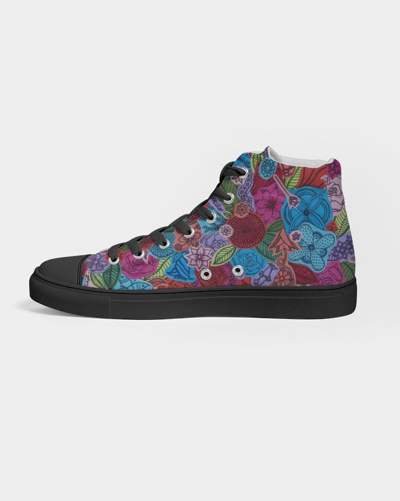 Les Fleurs Women's Hightop Canvas Shoe - Black