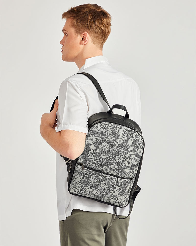 Floral Mini - B&W Classic Faux Leather Backpack