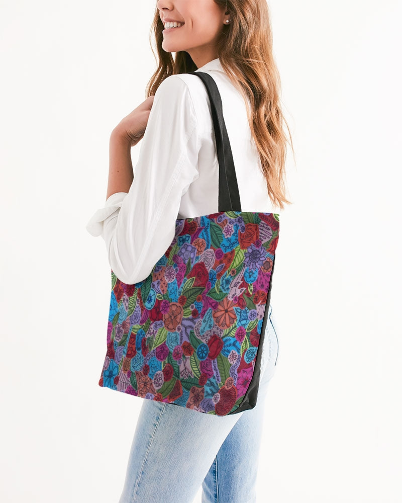 Les Fleurs Canvas Zip Tote