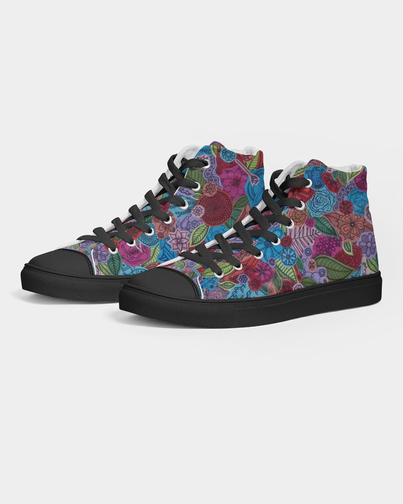Les Fleurs Women's Hightop Canvas Shoe - Black