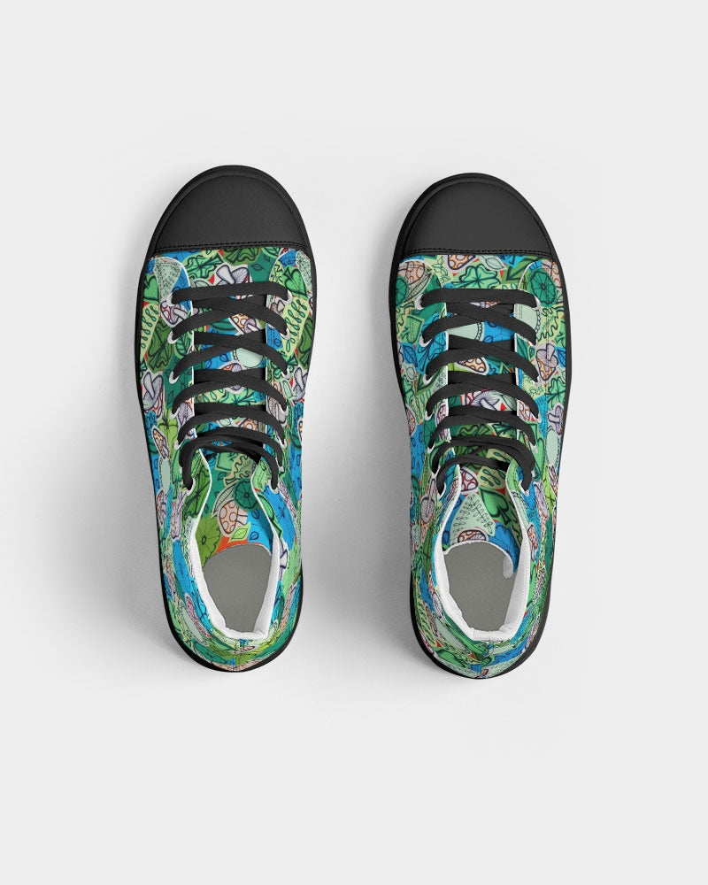 Fleurs et Trèfles Women's Hightop Canvas Shoe - Black