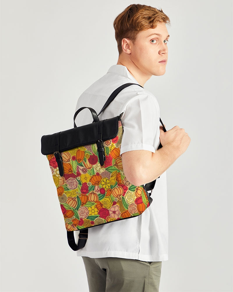 Citrouilles et Fleurs Casual Flap Backpack