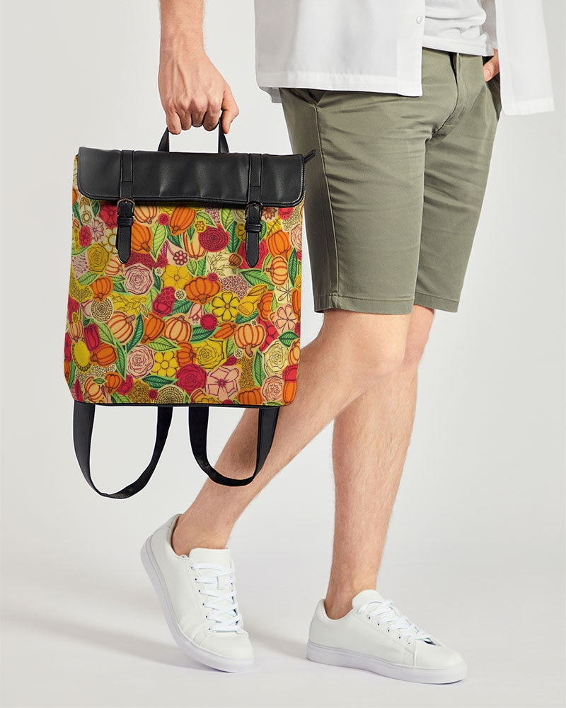 Citrouilles et Fleurs Casual Flap Backpack