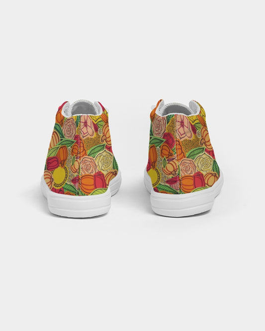 Citrouilles et Fleurs Kids Hightop Canvas Shoe