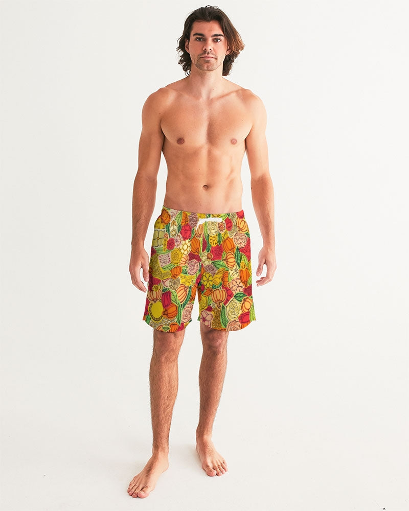 Citrouilles et Fleurs Men's Swim Trunk