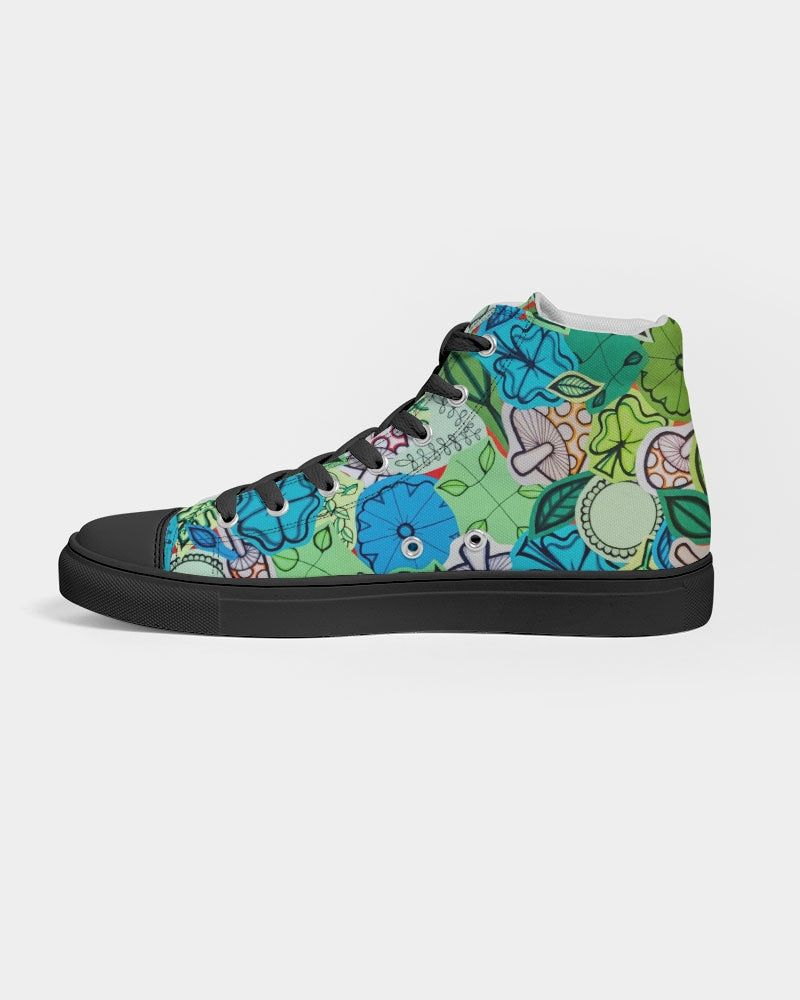 Fleurs et Trèfles Men's Hightop Canvas Shoe - Black