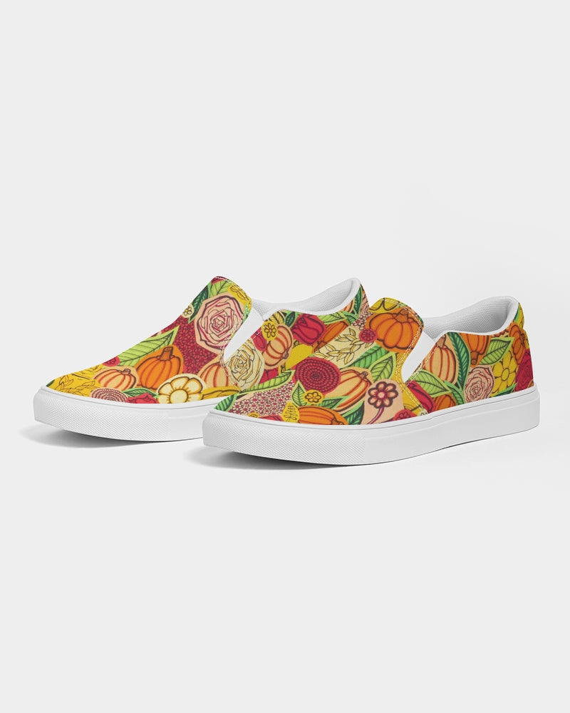 Citrouilles et Fleurs Men's Slip-On Canvas Shoe