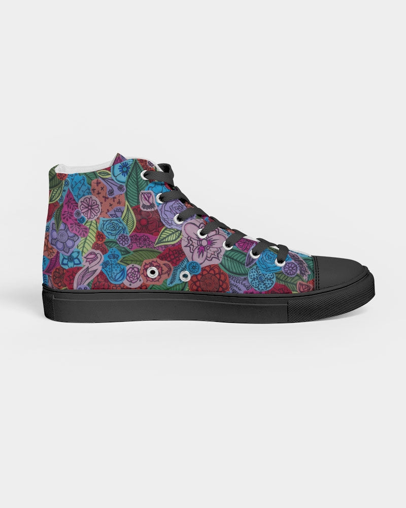 Les Fleurs Women's Hightop Canvas Shoe - Black