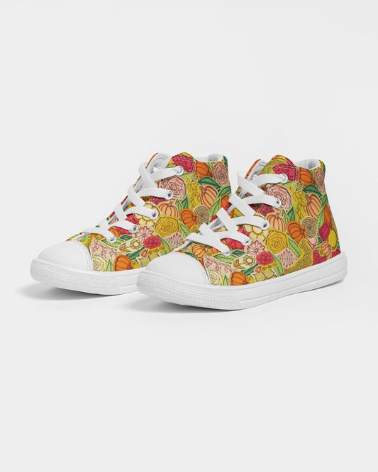 Citrouilles et Fleurs Kids Hightop Canvas Shoe