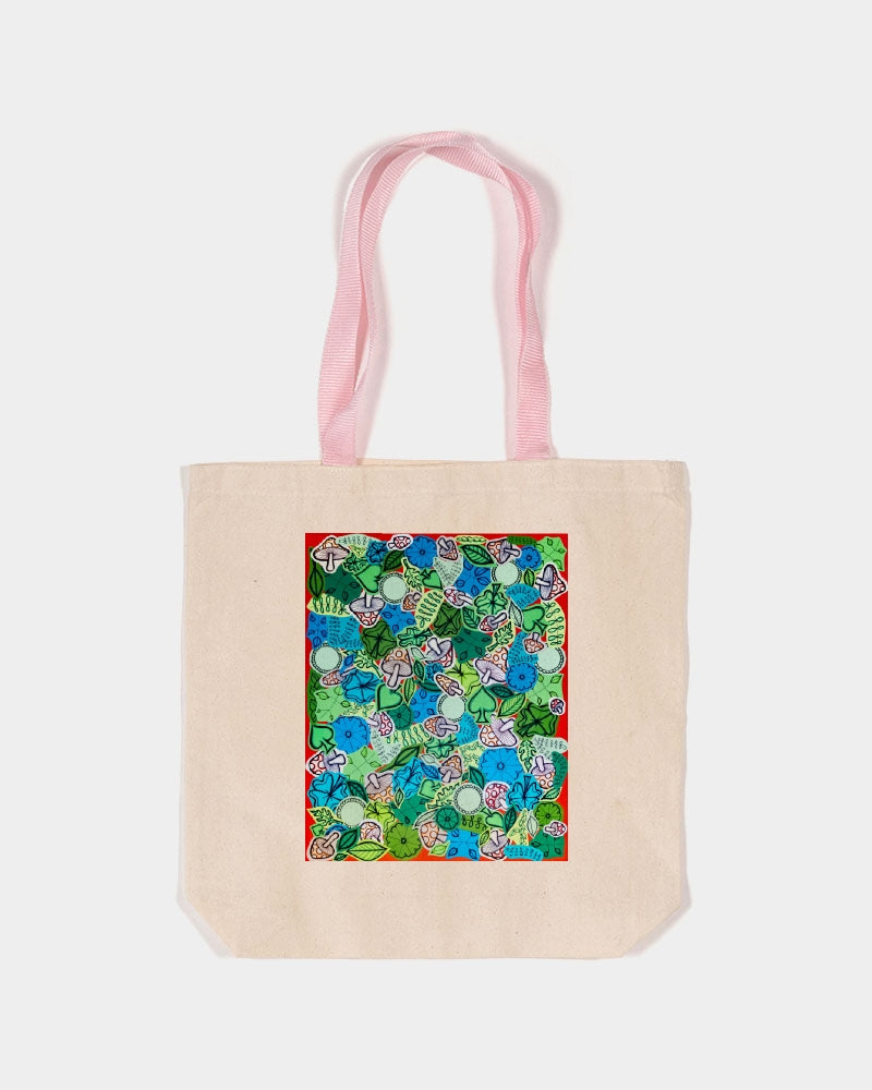 Fleurs et Trèfles Canvas Tote with Contrast-Color Handles | Q-Tees