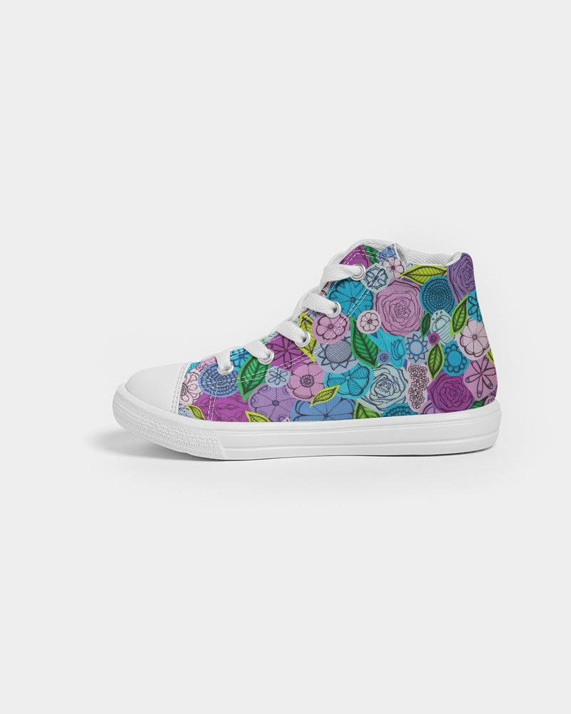 Les Fleurs Violettes Kids Hightop Canvas Shoe