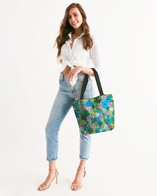 Fleurs et Trèfles Canvas Zip Tote