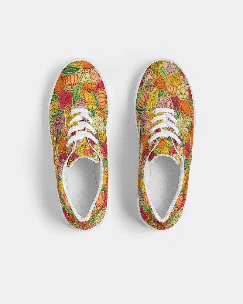 Citrouilles et Fleurs Men's Lace Up Canvas Shoe
