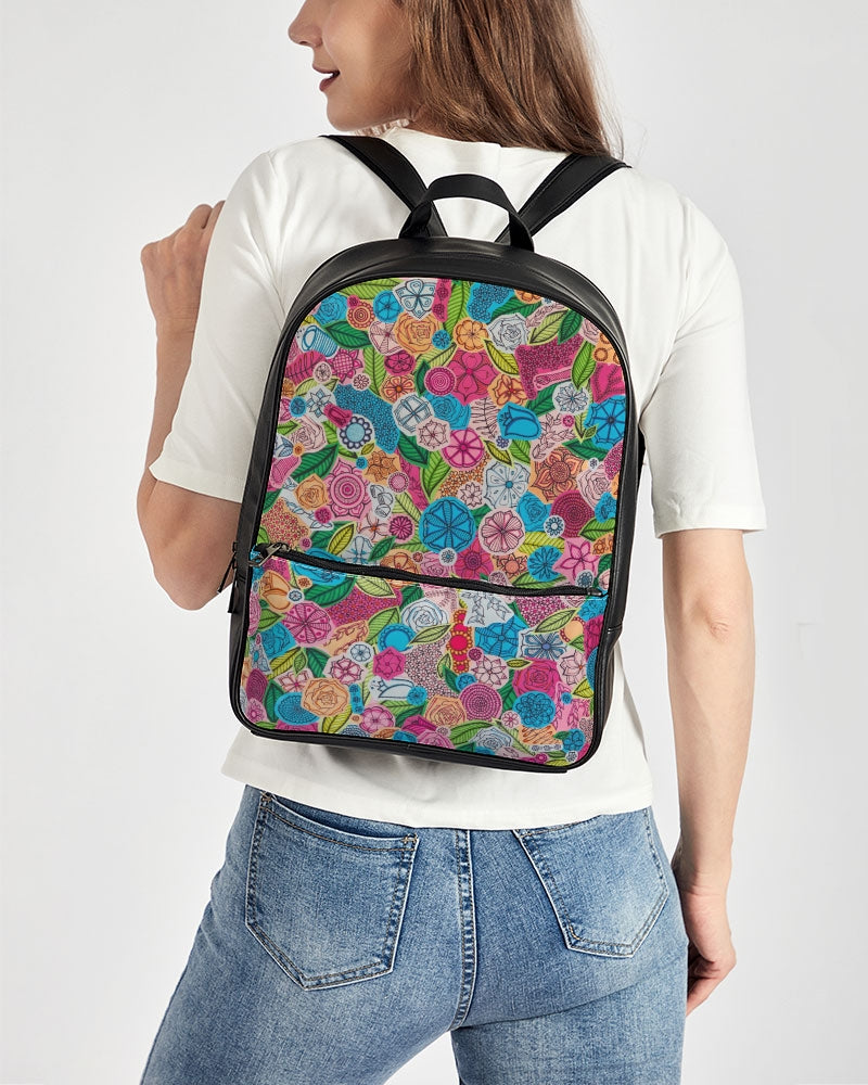 Fleurs de Printemps Classic Faux Leather Backpack