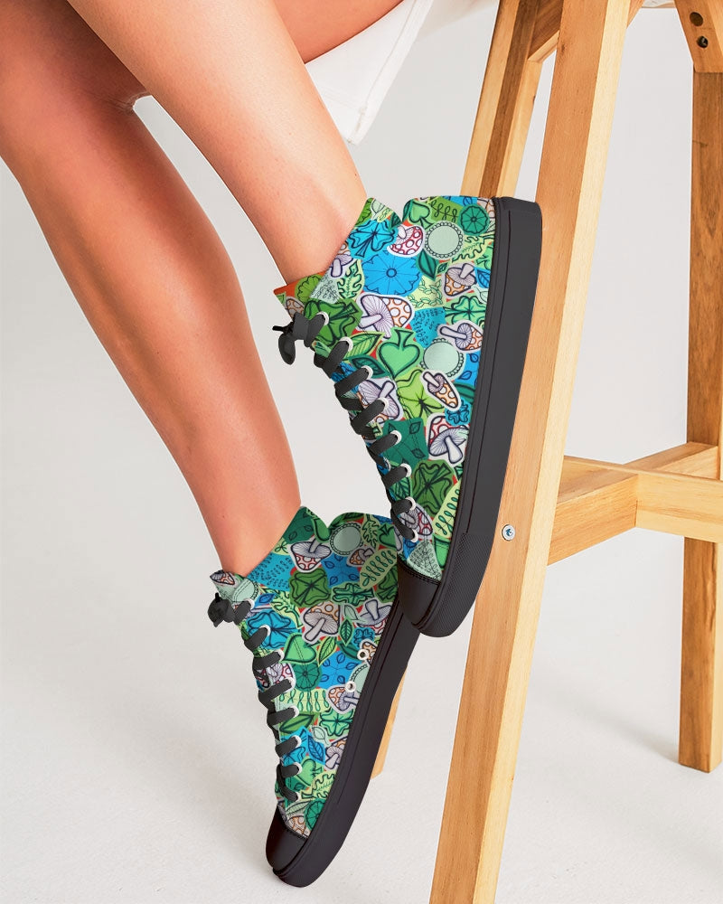 Fleurs et Trèfles Women's Hightop Canvas Shoe - Black