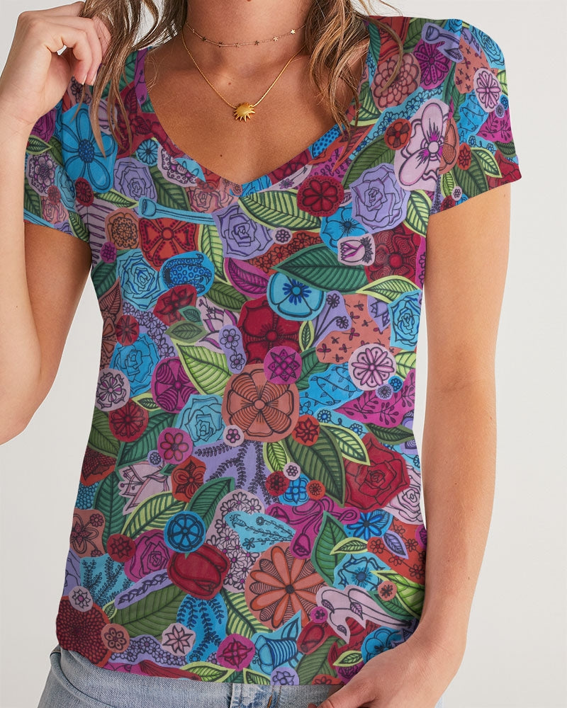 Les Fleurs Women's V-Neck Tee