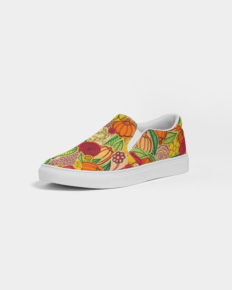 Citrouilles et Fleurs Men's Slip-On Canvas Shoe
