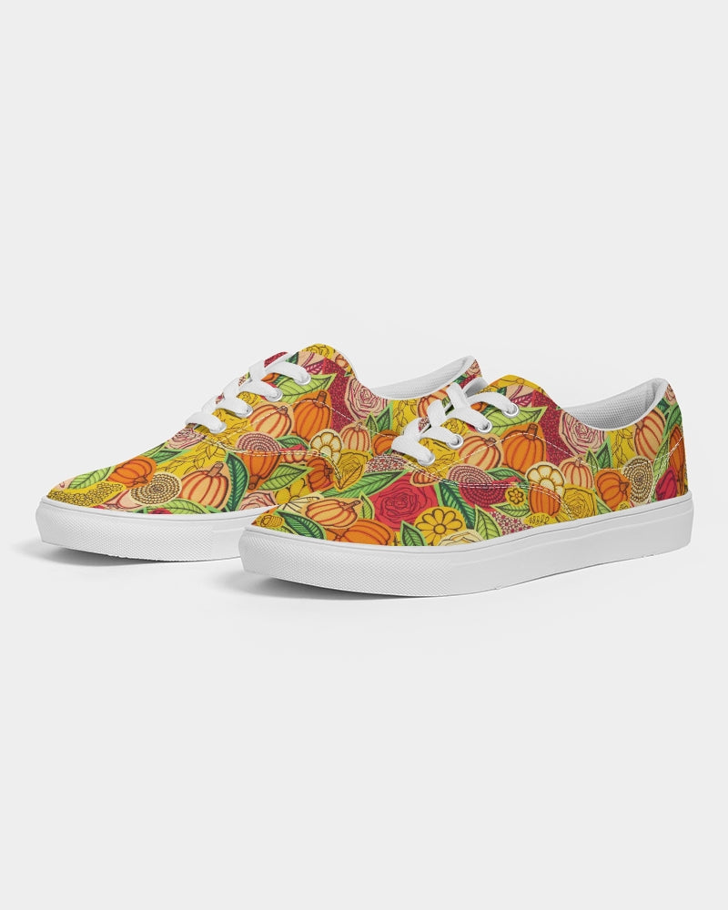 Citrouilles et Fleurs Men's Lace Up Canvas Shoe