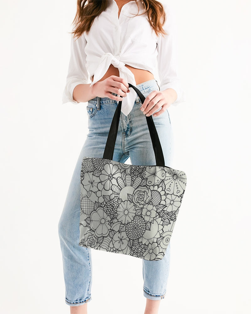 Les Fleurs - B&W Canvas Zip Tote