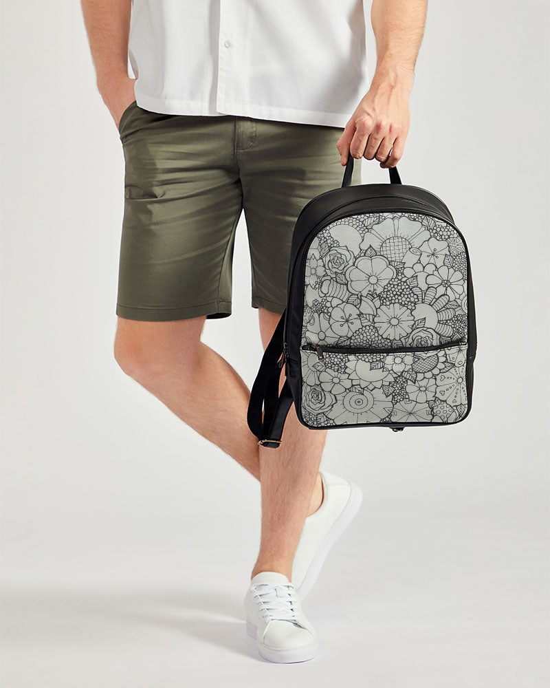 Les Fleurs - B&W Classic Faux Leather Backpack