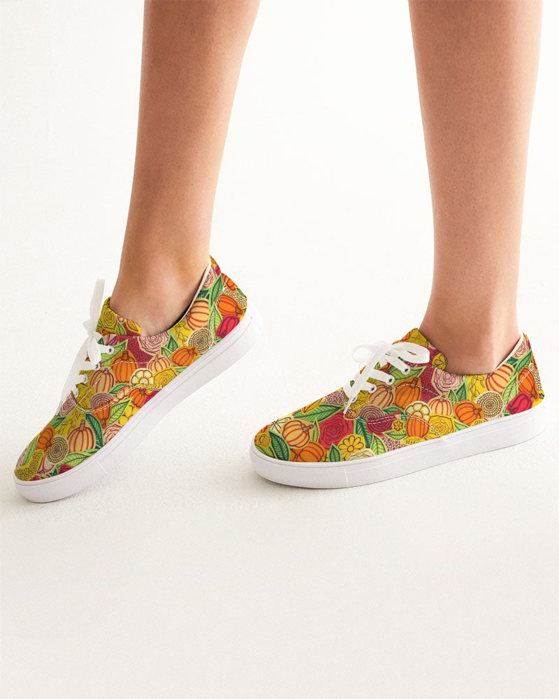 Citrouilles et Fleurs Women's Lace Up Canvas Shoe