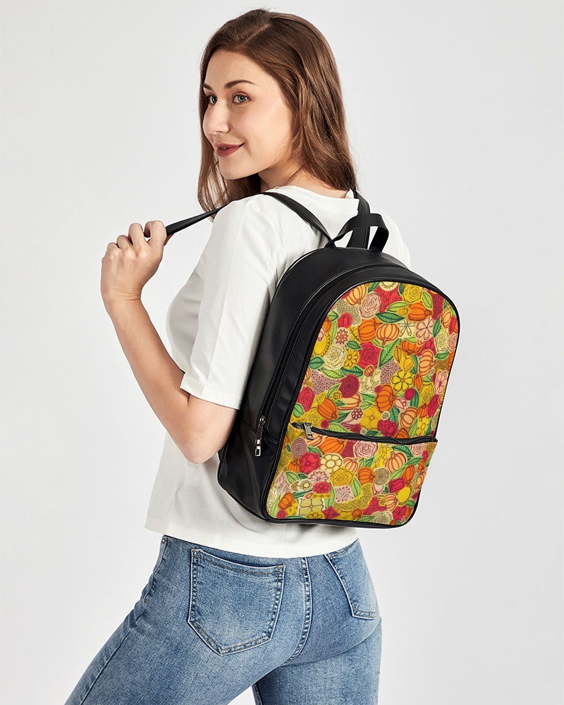 Citrouilles et Fleurs Classic Faux Leather Backpack