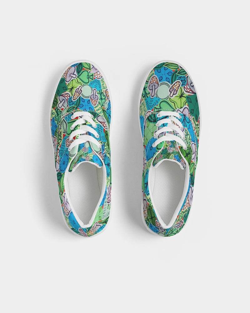 Fleurs et Trèfles Women's Lace Up Canvas Shoe