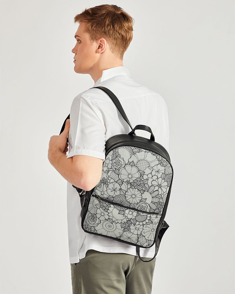 Les Fleurs - B&W Classic Faux Leather Backpack