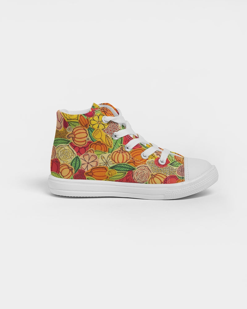Citrouilles et Fleurs Kids Hightop Canvas Shoe