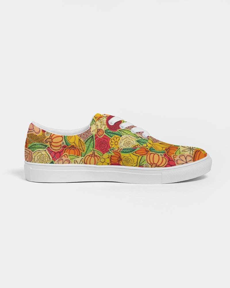 Citrouilles et Fleurs Men's Lace Up Canvas Shoe