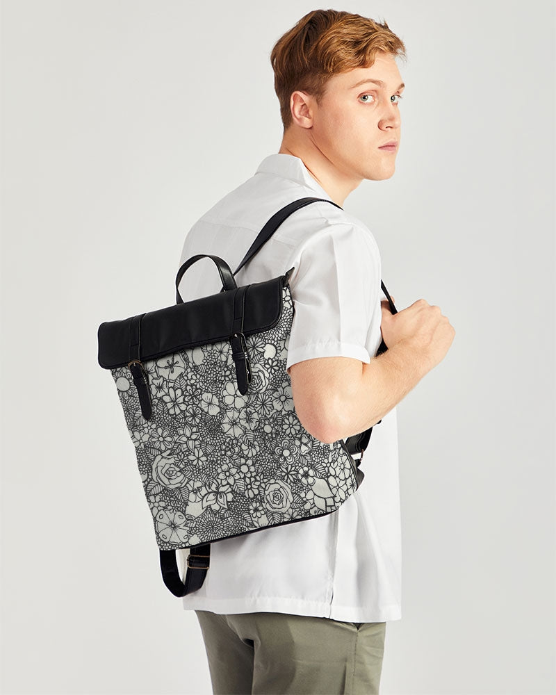 Floral Mini - B&W Casual Flap Backpack