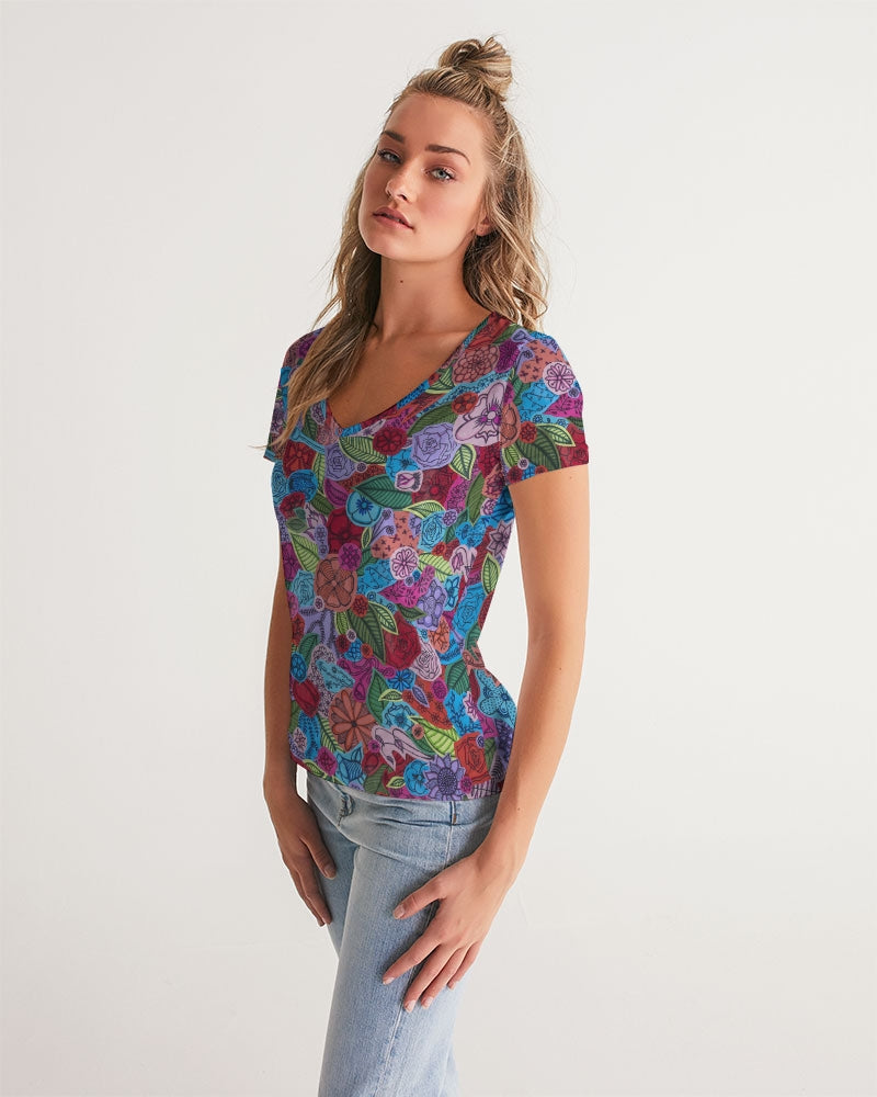 Les Fleurs Women's V-Neck Tee