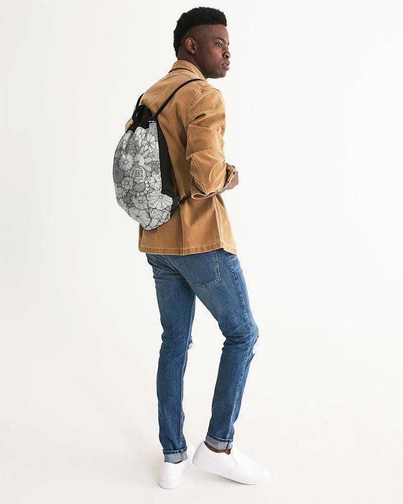 Les Fleurs - B&W Canvas Drawstring Bag