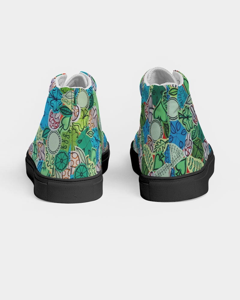 Fleurs et Trèfles Women's Hightop Canvas Shoe - Black