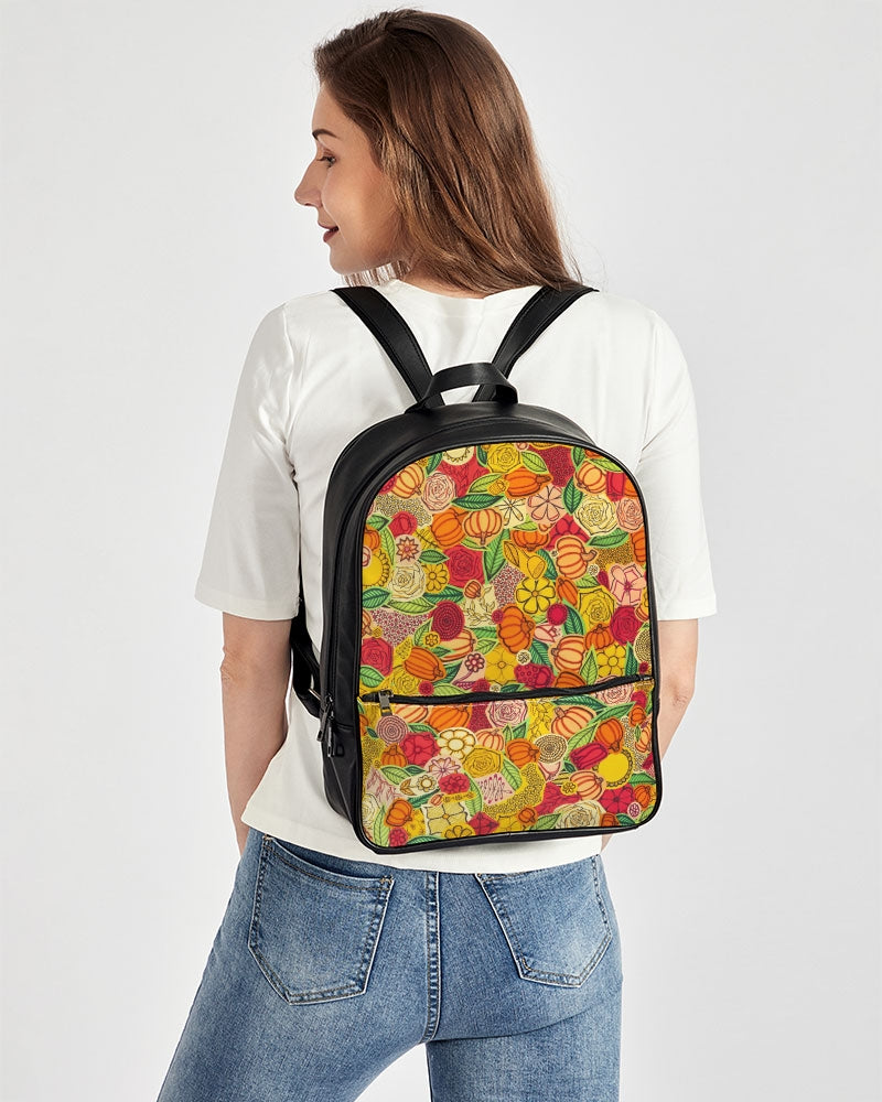 Citrouilles et Fleurs Classic Faux Leather Backpack